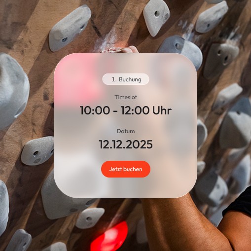 Buchungsoberfläche für Indoor-Bouldern an der Systemwand – Timeslot-Auswahl für Training im The Boulder Room München.