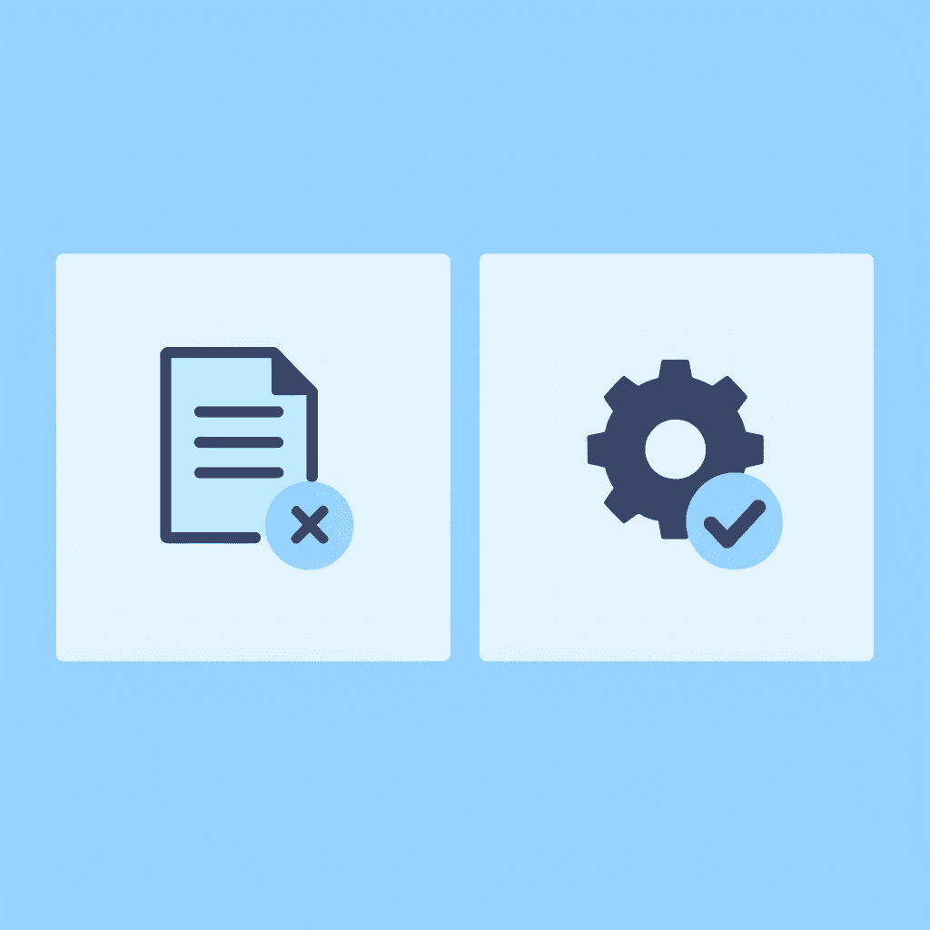 Before and after comparison: left side shows slow manual reading with X mark, right side shows fast strategic analysis with checkmark