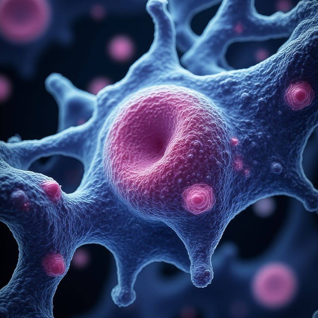 Close up 3D representation of human cells.