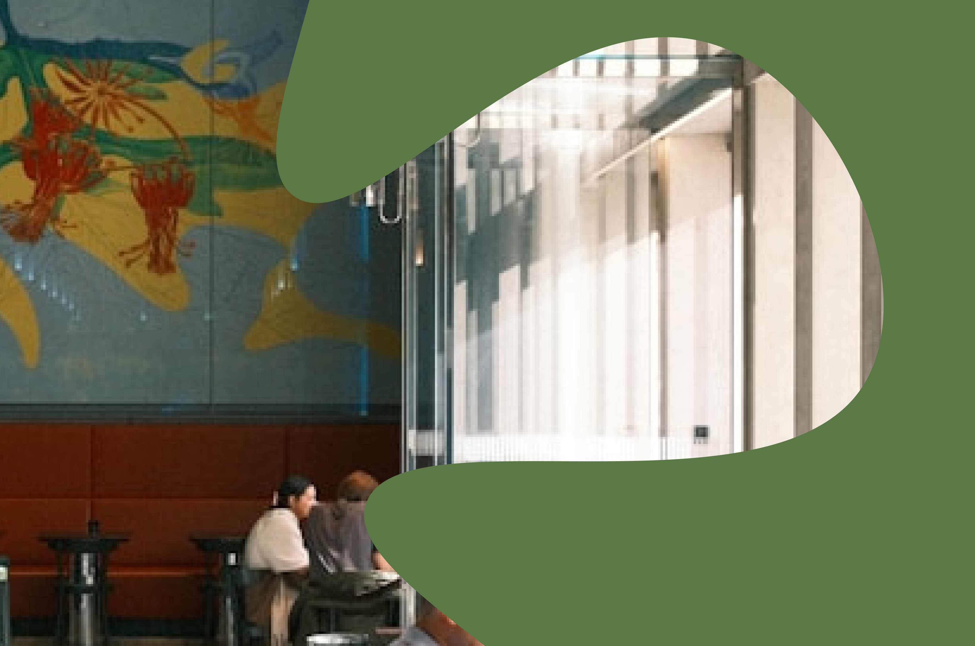 People seated in a modern lobby with bright green framing, symbolizing the best Clay Ads alternatives for B2B advertising in 2026