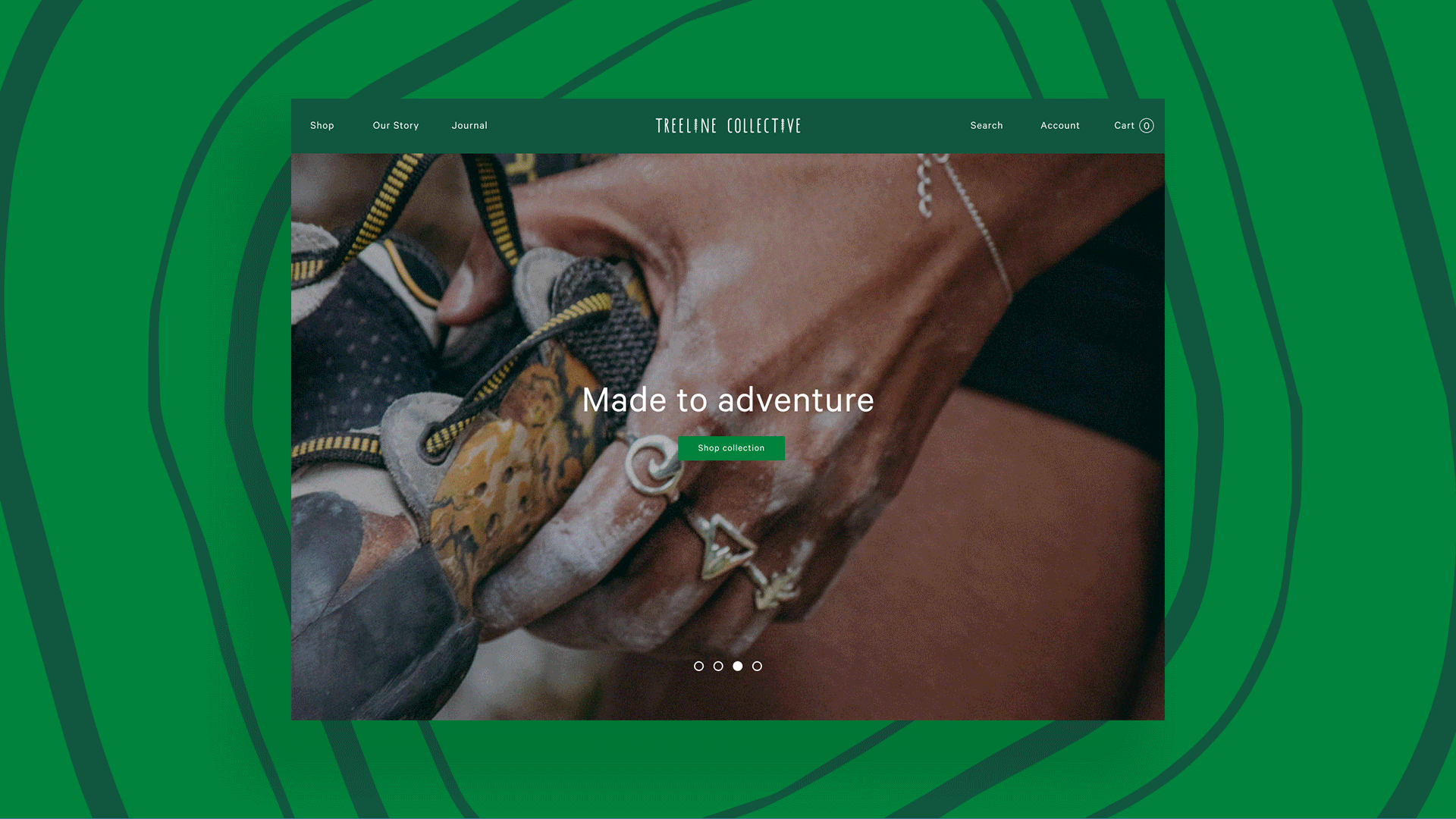 A gif of the Treeline Collective ecommerce website