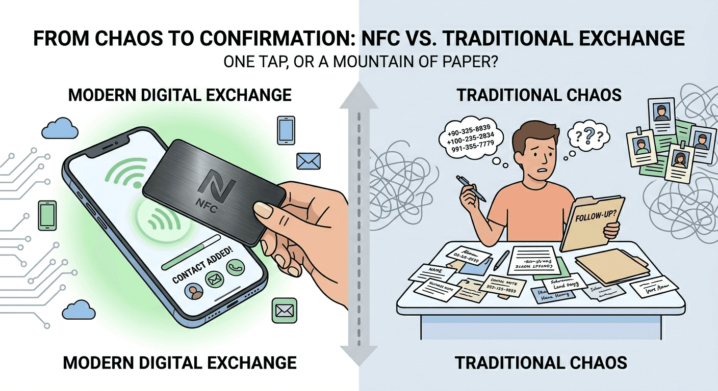 NFC business card tap vs lack of follow-up system