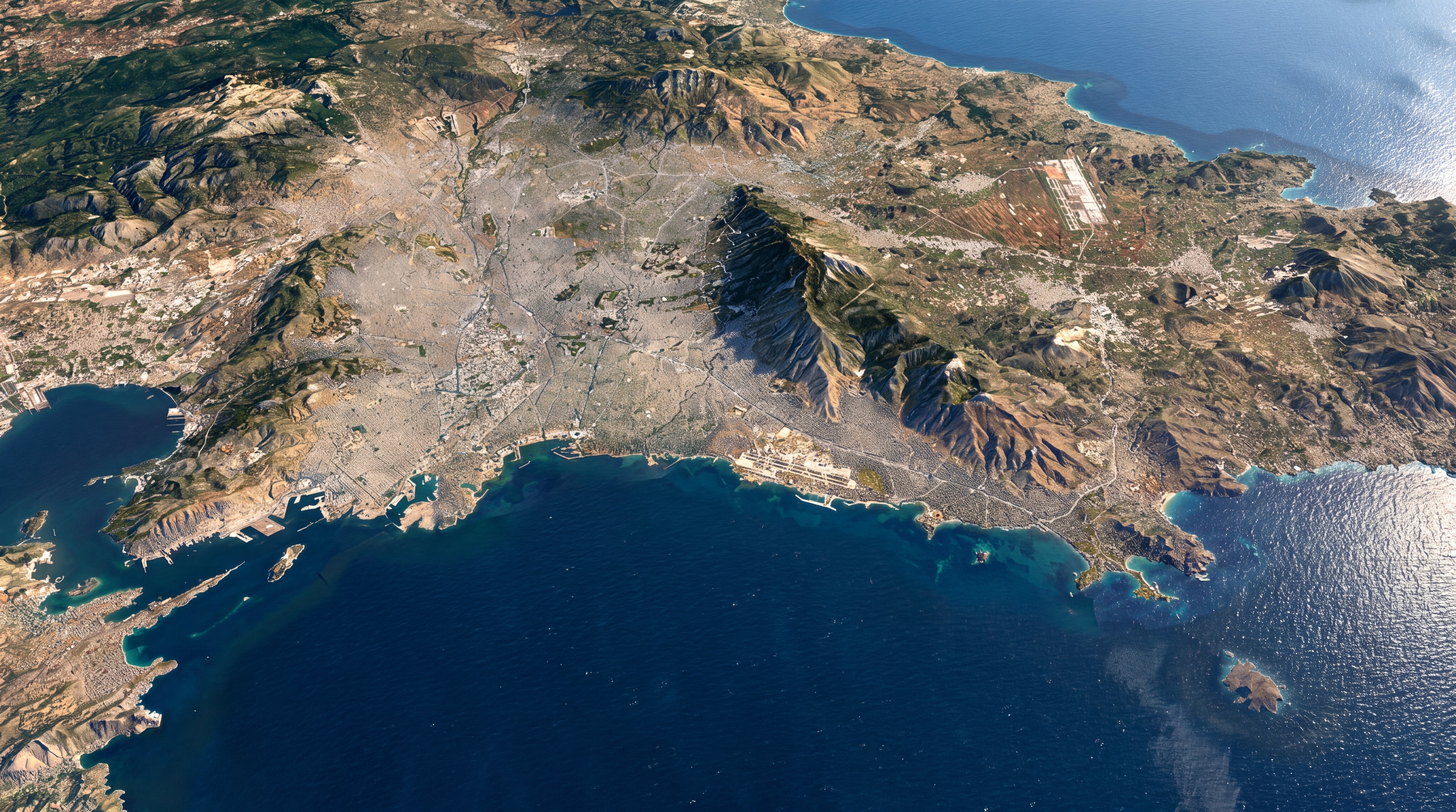 Illustrated panorama of Athens
