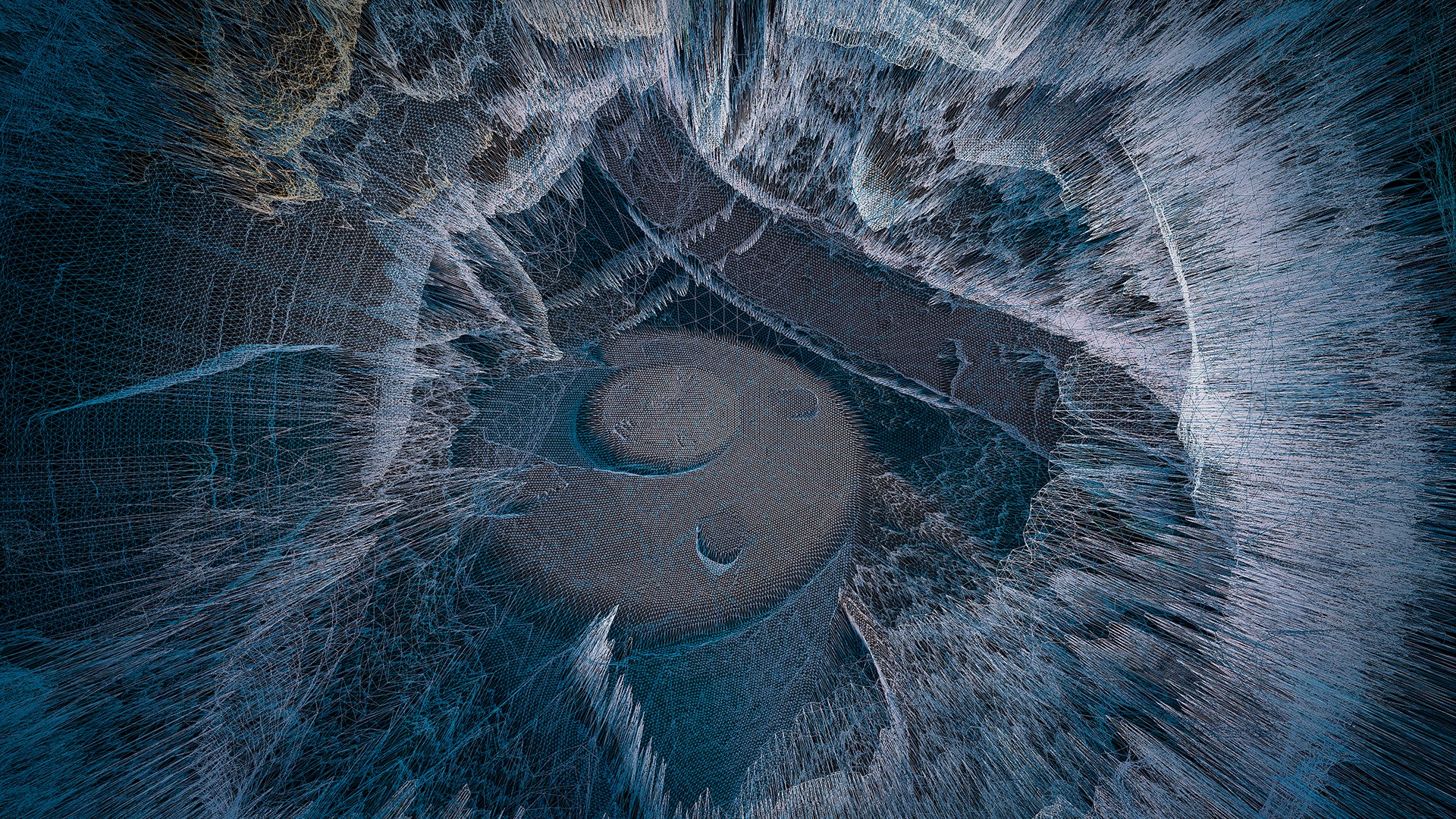 Close-up of model in orange and black outfit behind glass