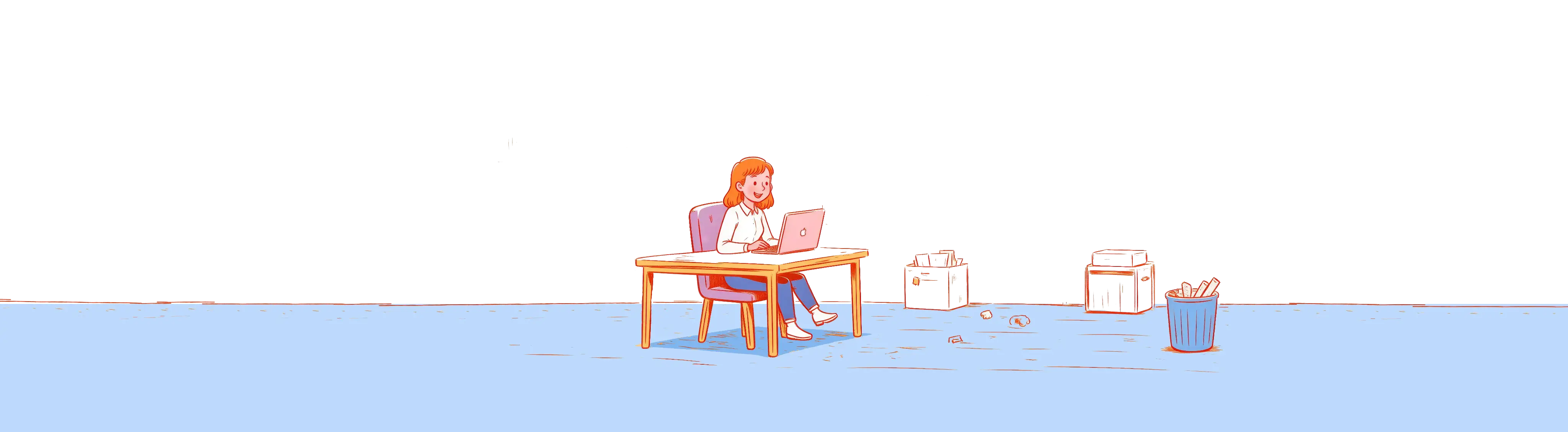 Illustration of a child care director working at her office desk