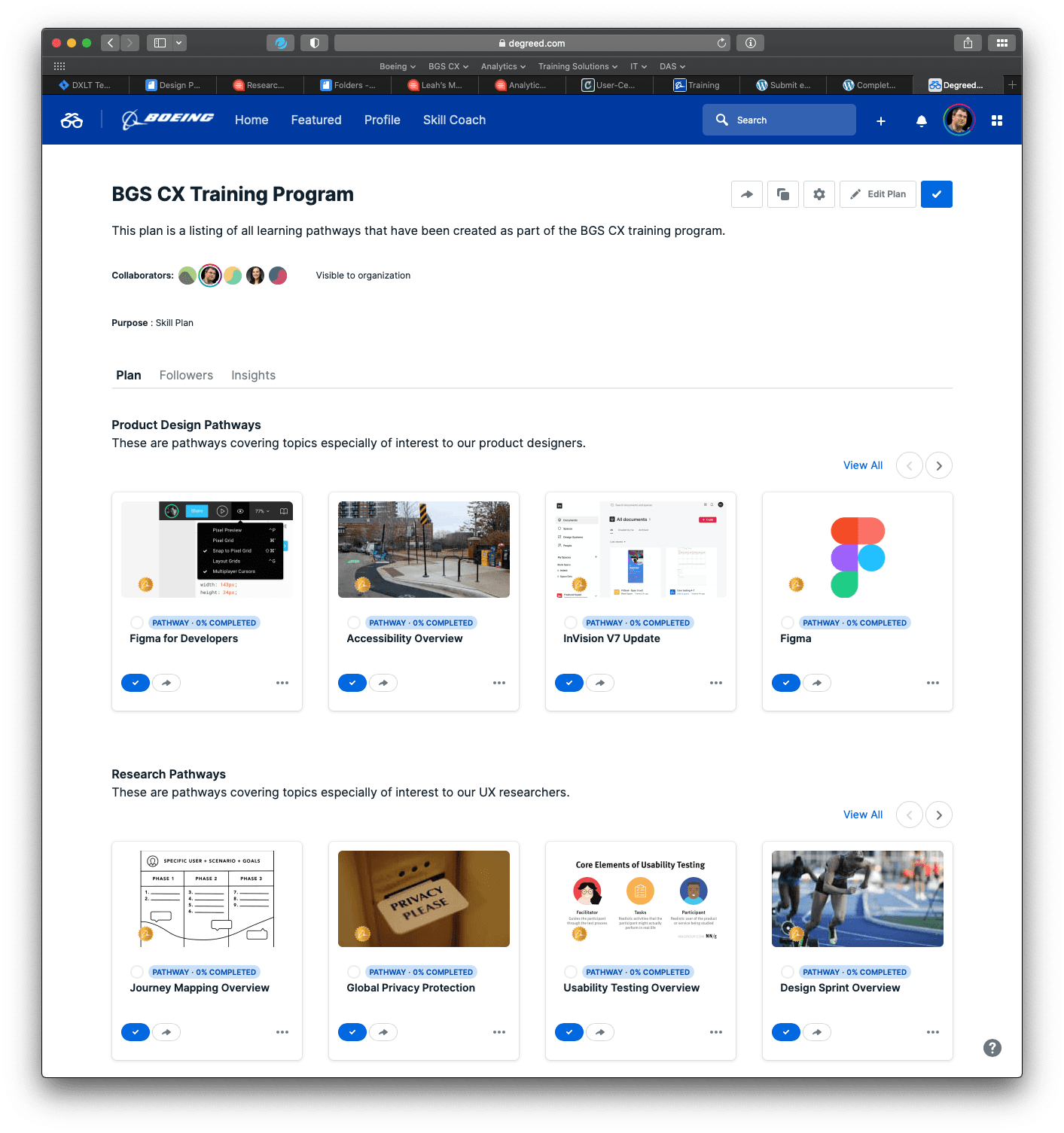 Screenshot of training program in Degreed
