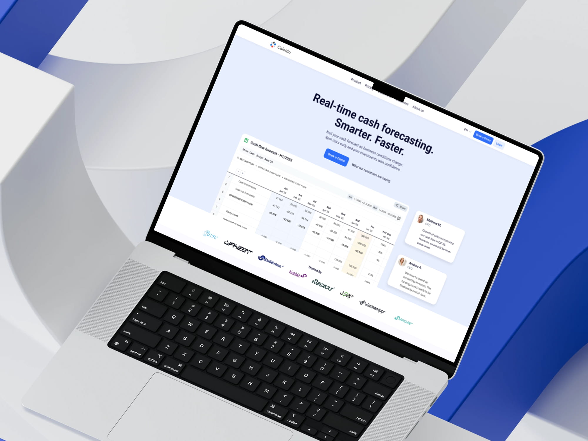 Laptop displaying cash flow forecasting software.