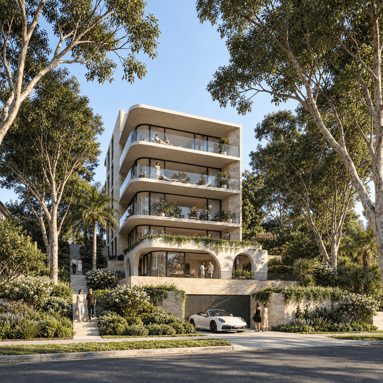 Mosman project exterior showing upper roofline and facade