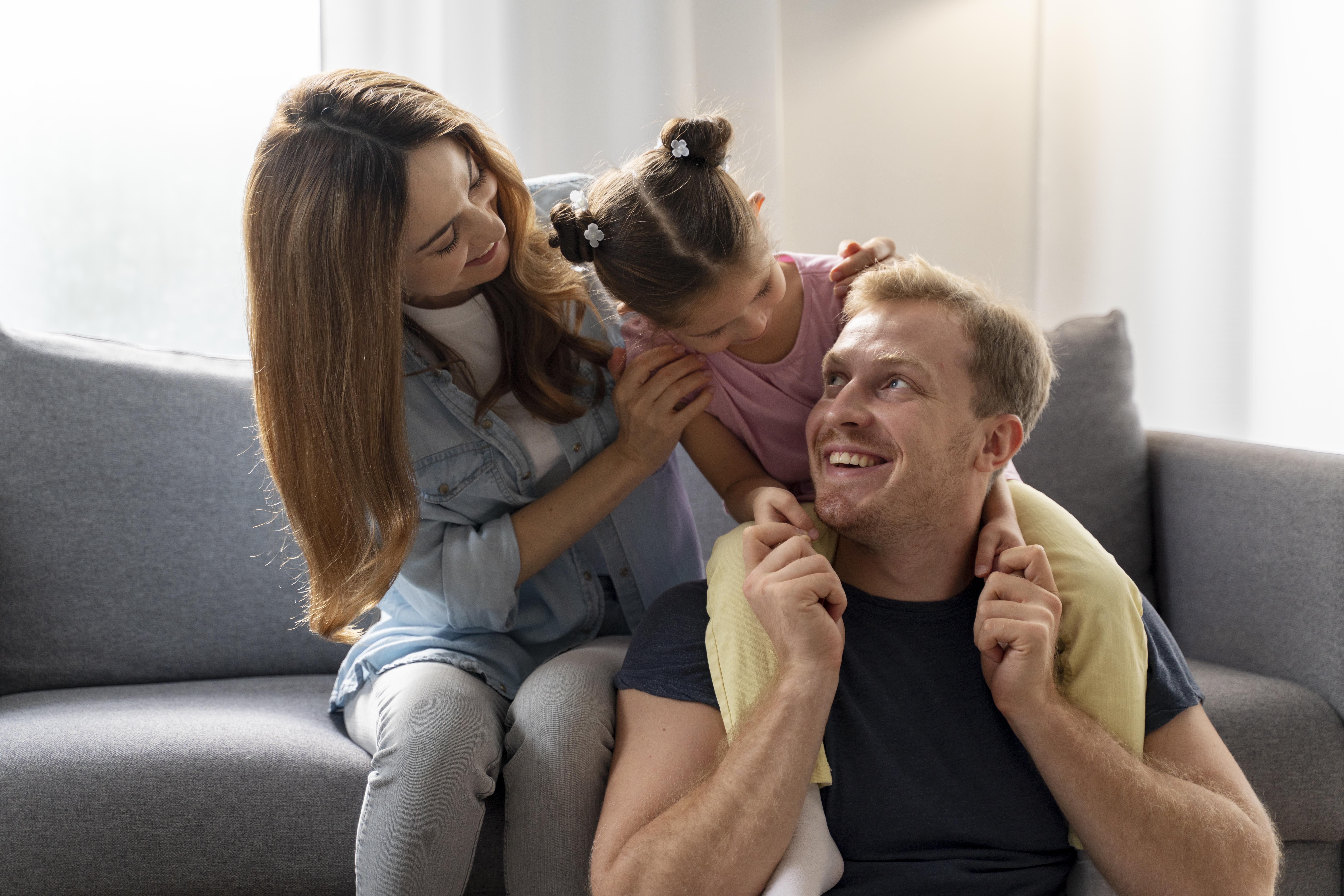 Happy family after family counseling in Dallas, Texas.