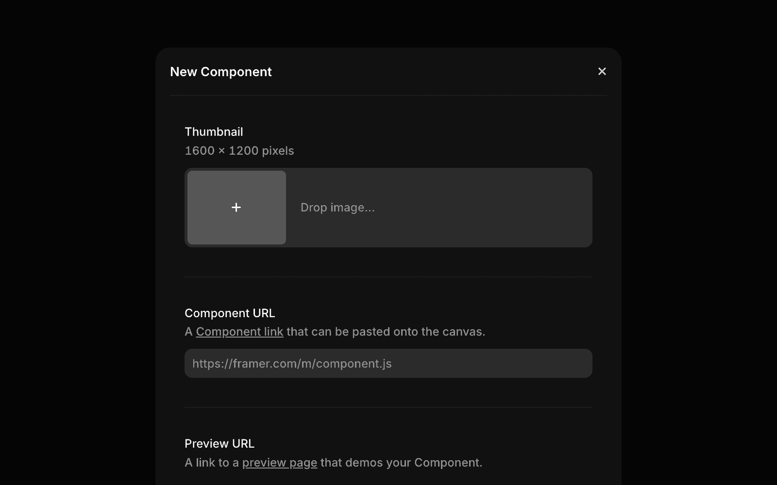 Framer Creator Dashboard 新组件提交窗口