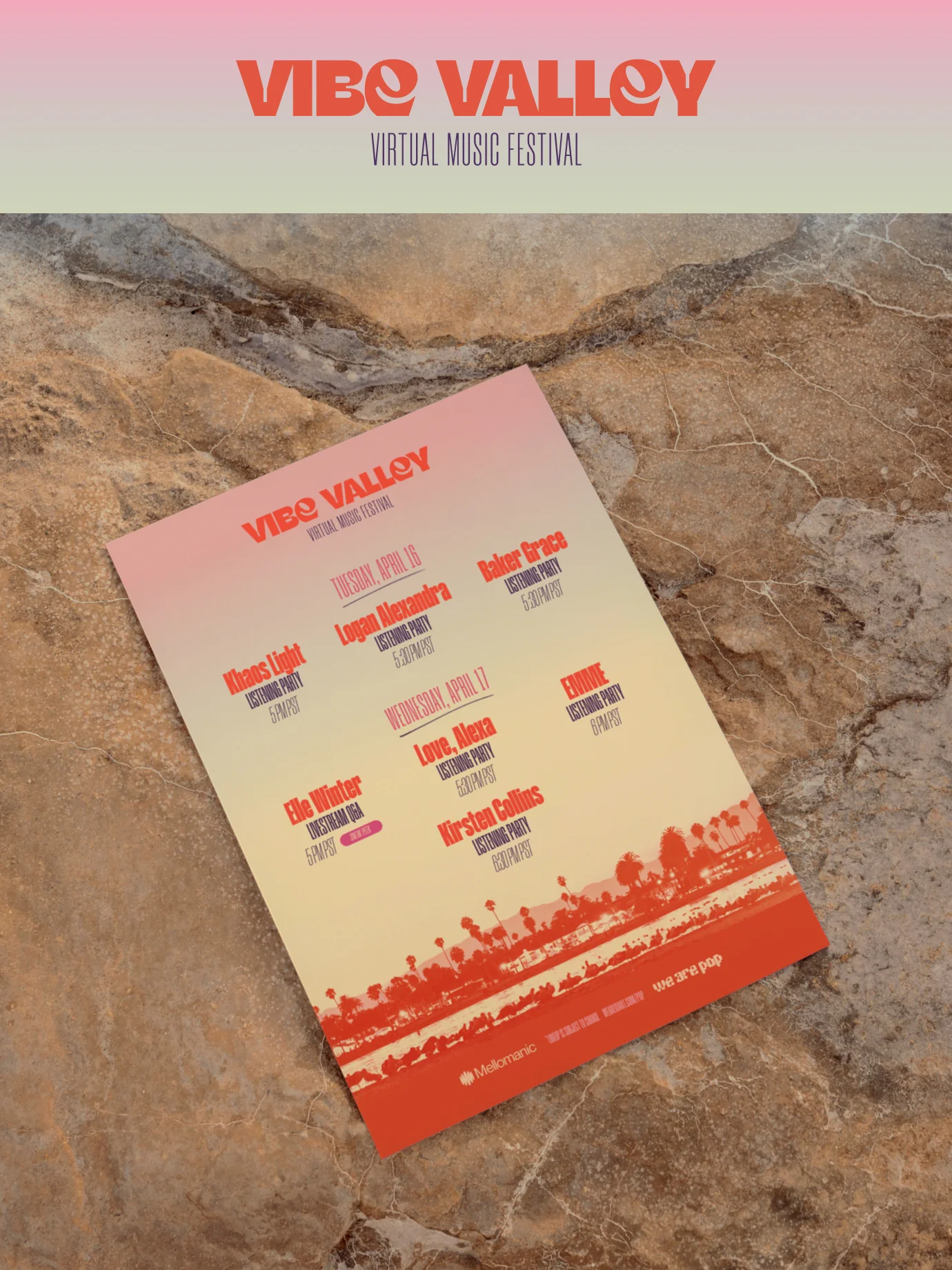 Mellomanic — Poster promoting VIBE VALLEY event — Event branding