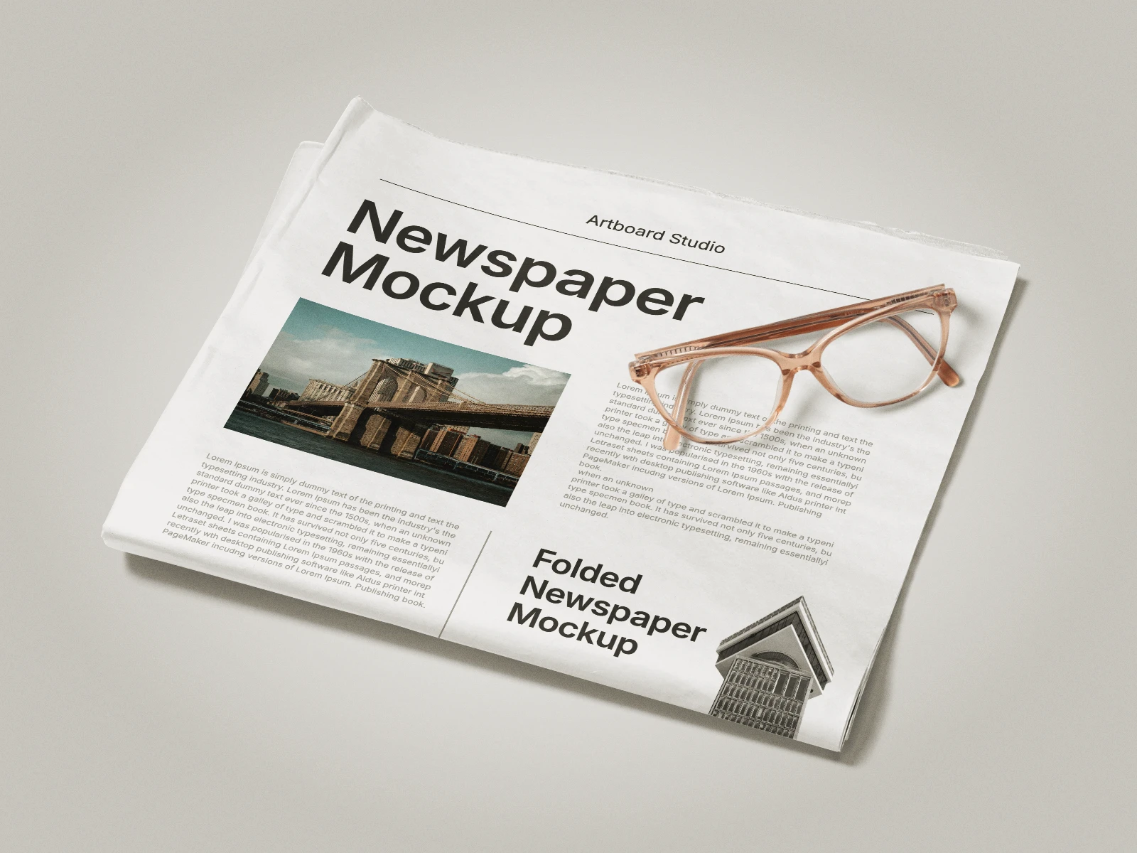 Folded newspaper mockup