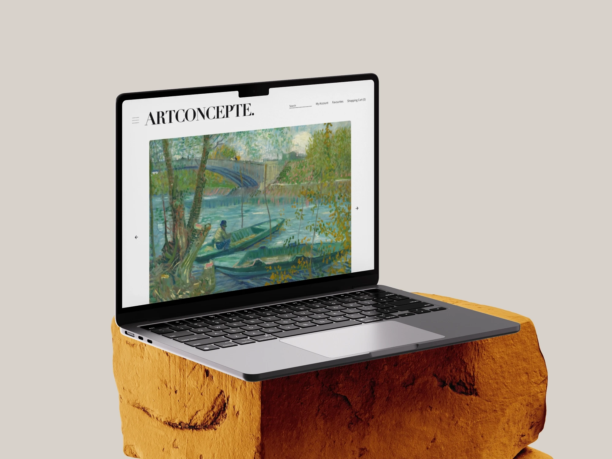 Die Artconcepte Startseite, angezeigt auf einem Macbook.