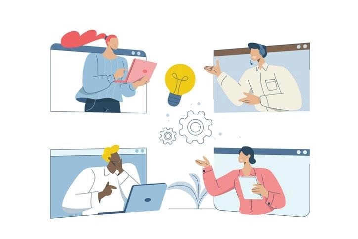 An illustration depicting various soft skills such as communication and teamwork.