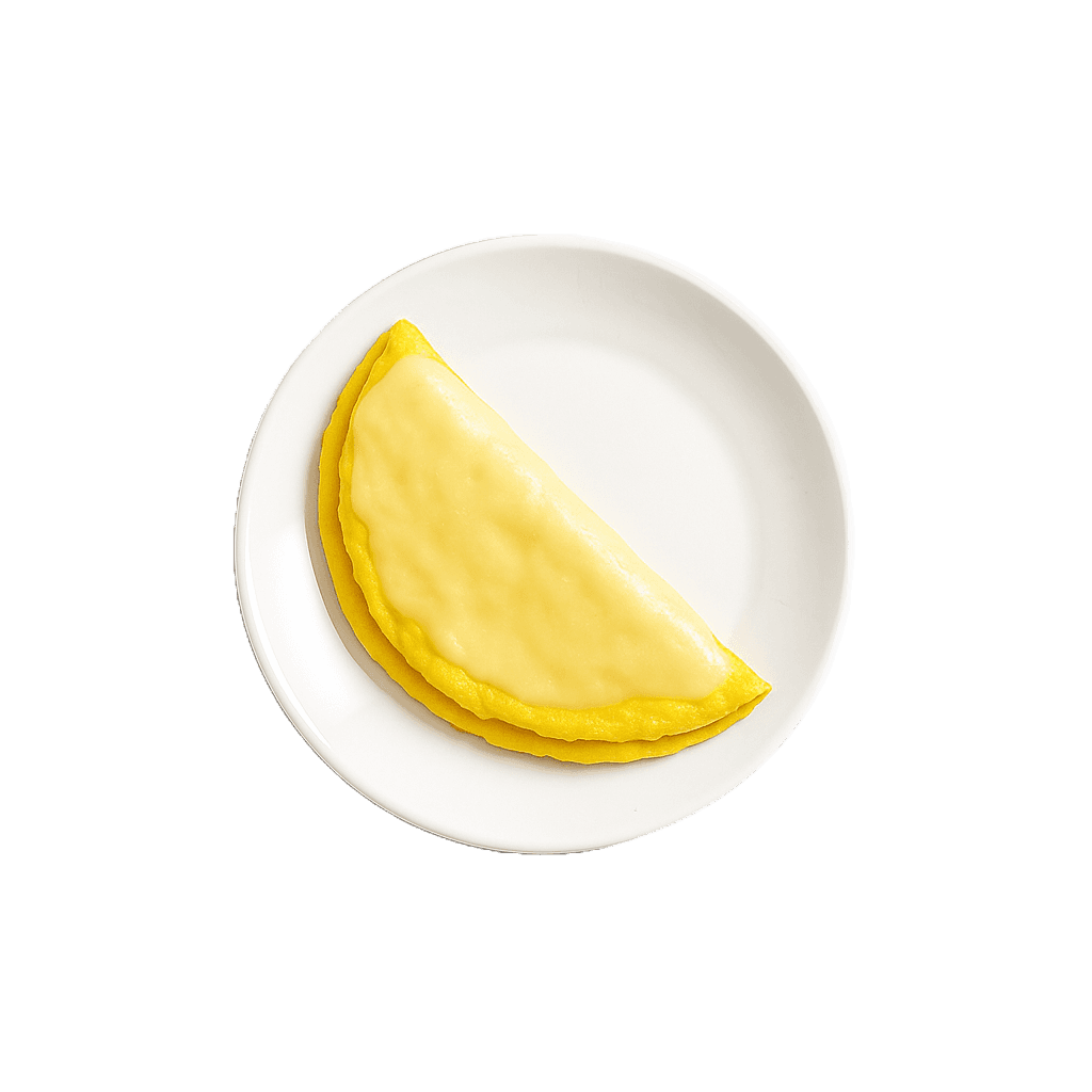 White Ceramic Plate with Melted Cheese over Omelet