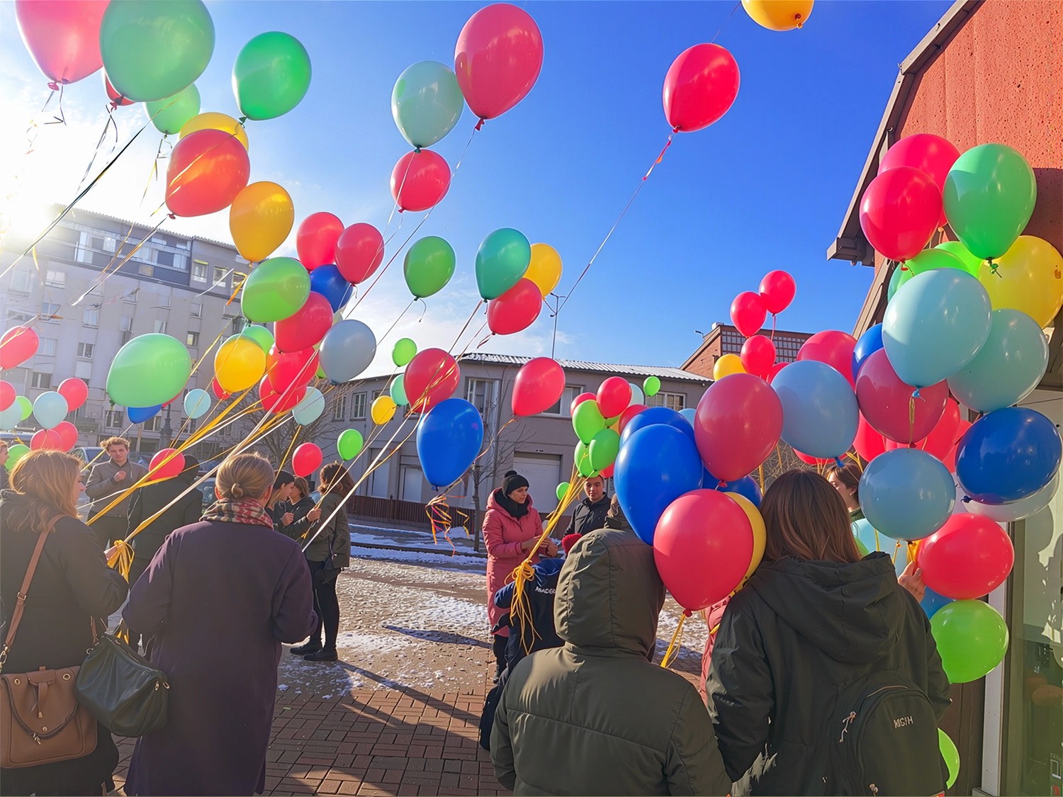 Puszczanie kolorowych balonów do nieba z okazji Międzynarodowego Dnia Osób z Niepełnosprawnościami