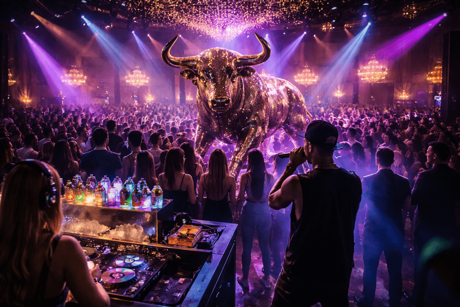 After dinner party VIP a Milano per lancio album Locura di Lazza con toro scenografico e DJ set internazionale