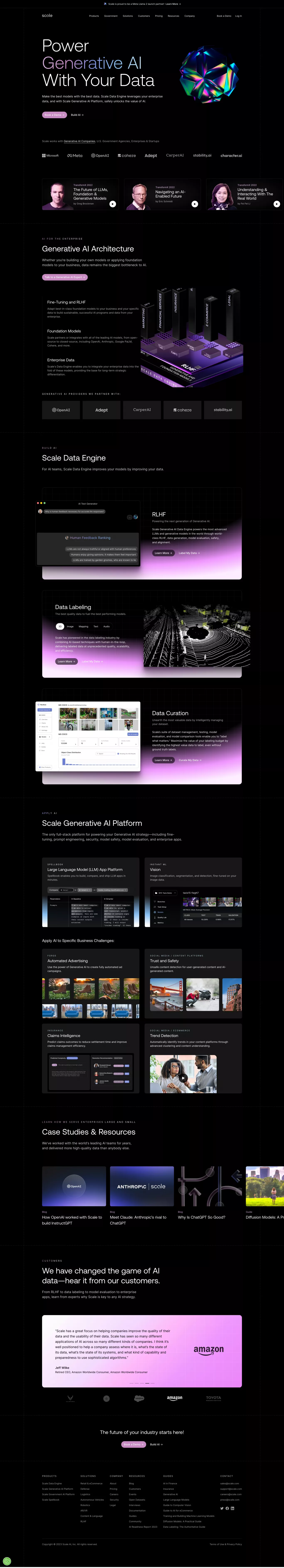 Accelerate the Development of AI Applica landing page screenshot showcasing Tech and AI design