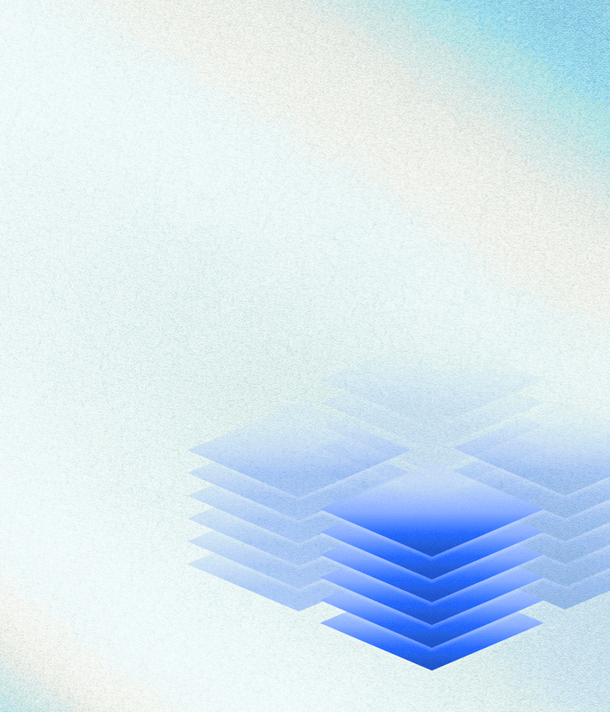 Abstract image featuring soft gradients of blue and white, with a blurred arrangement of geometric shapes in the foreground.