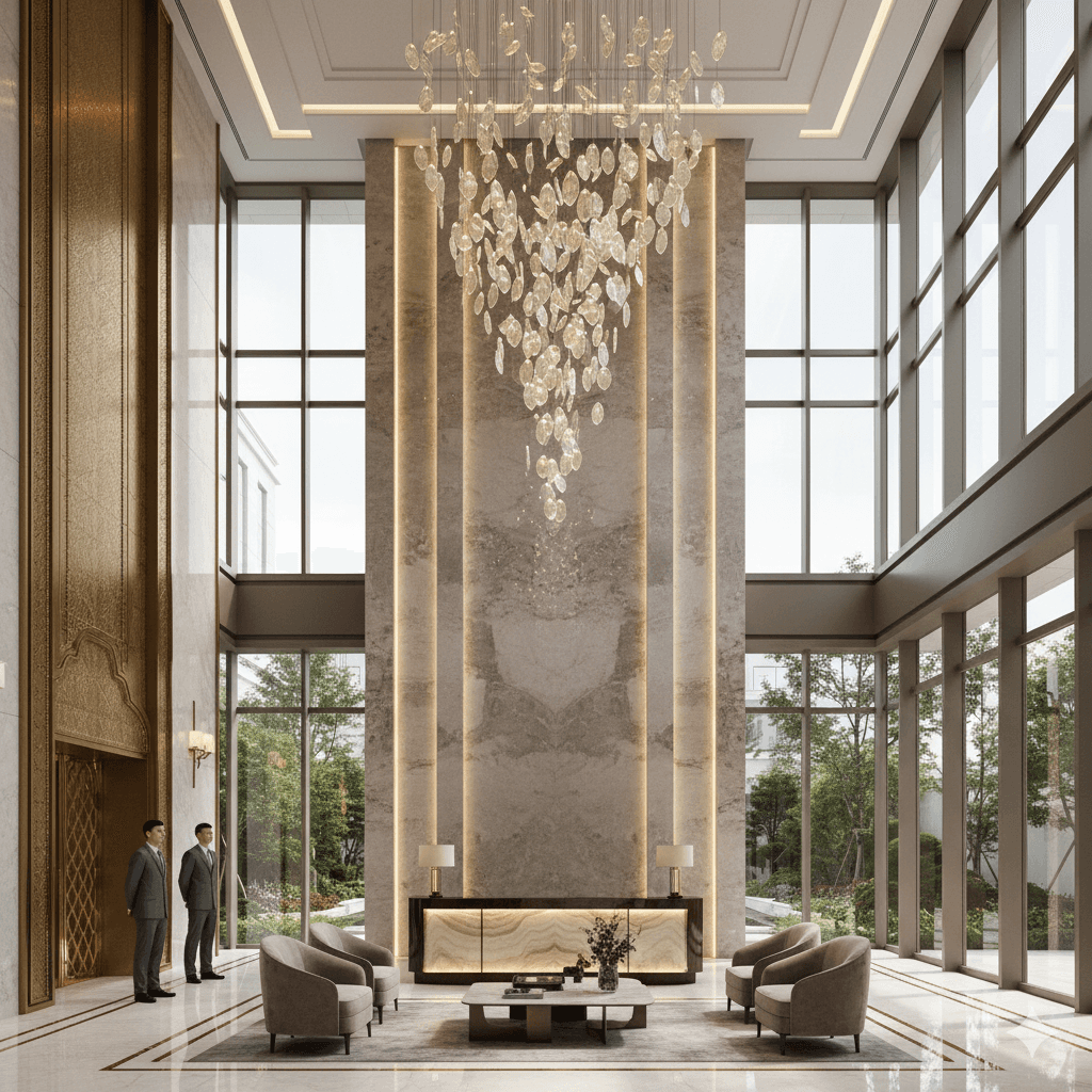 luxury residential lobby triple height Noida 128