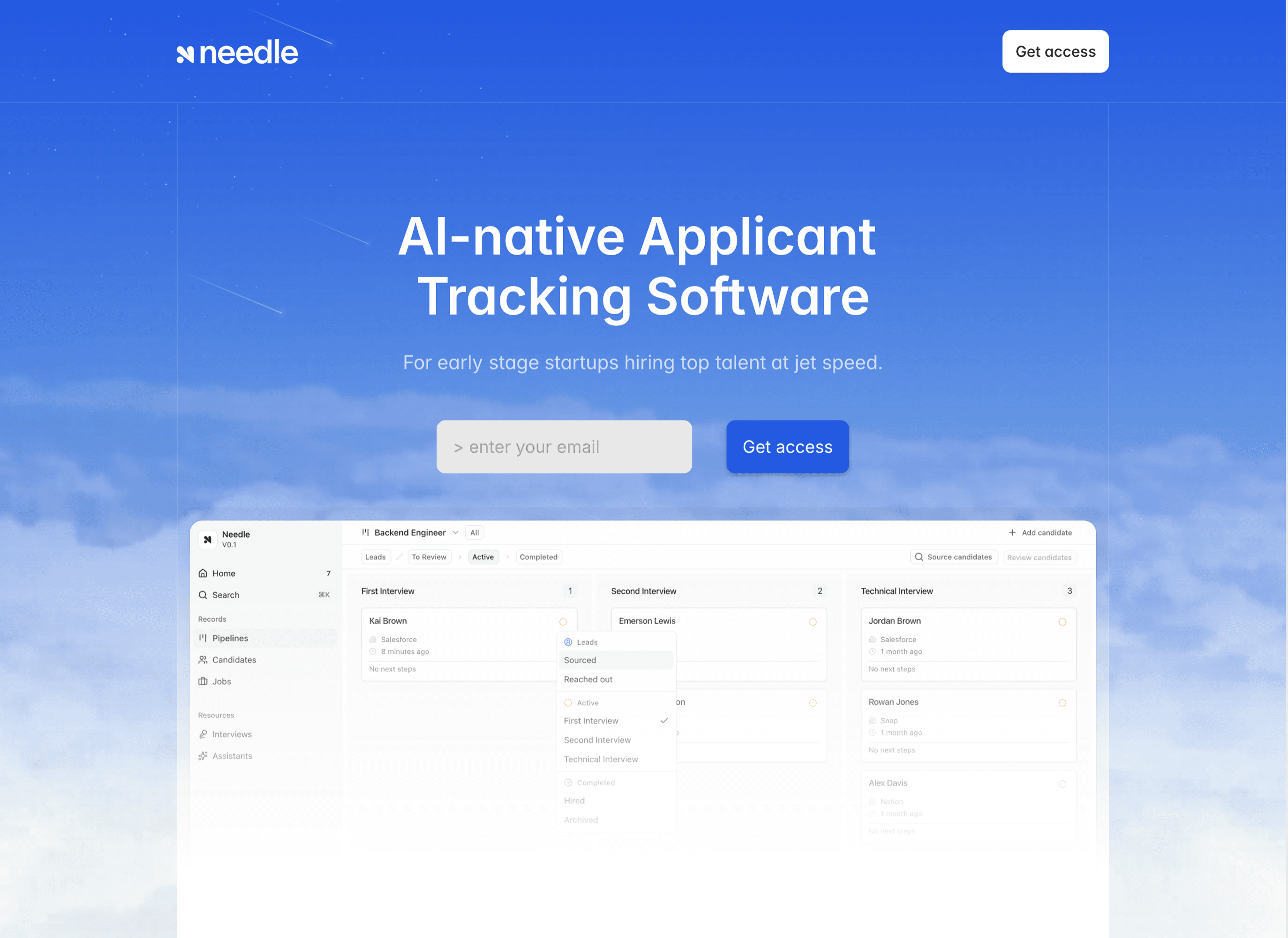 Needle - The self-driving ATS for founders logo