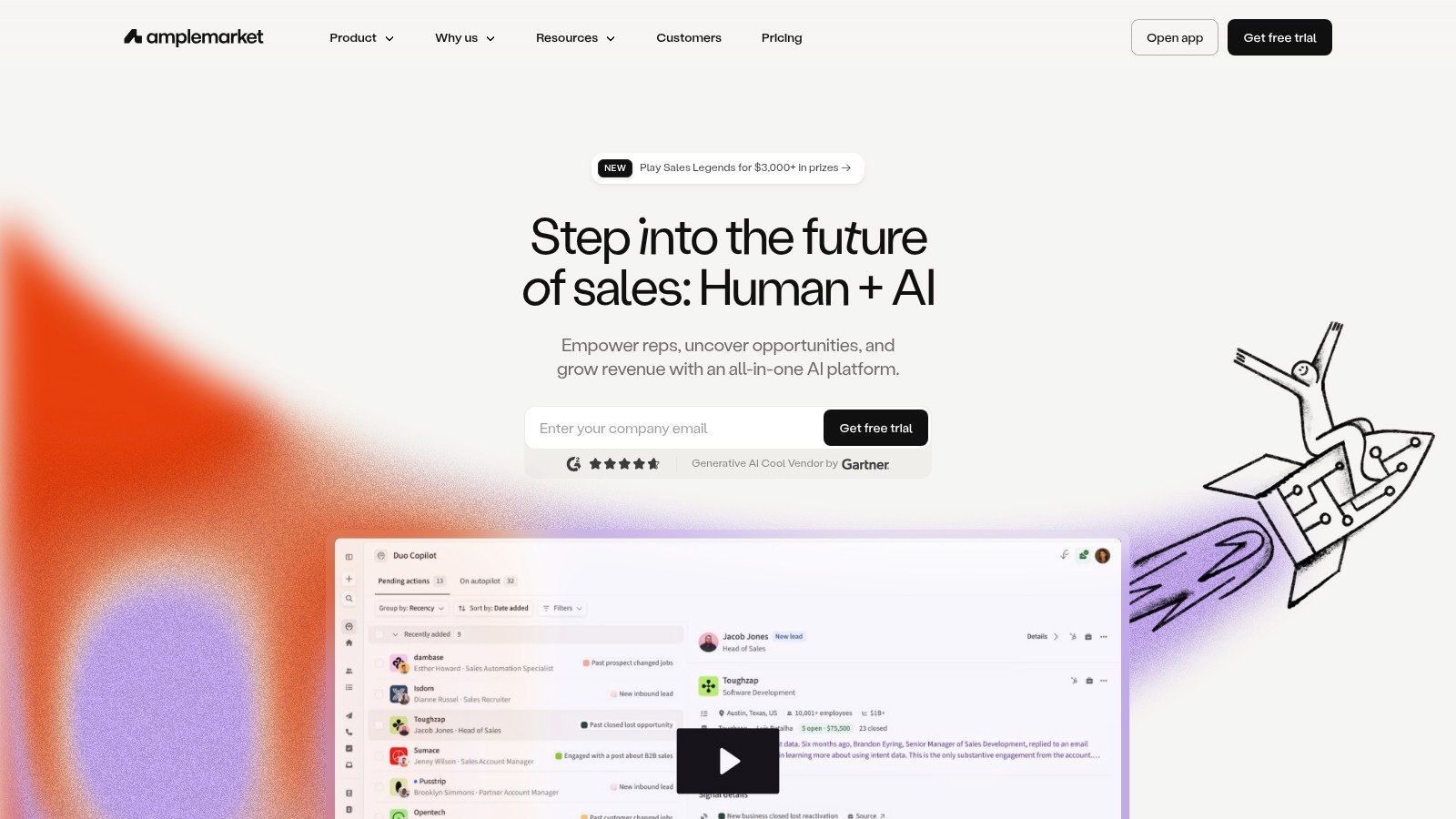 Amplemarket homepage screenshot