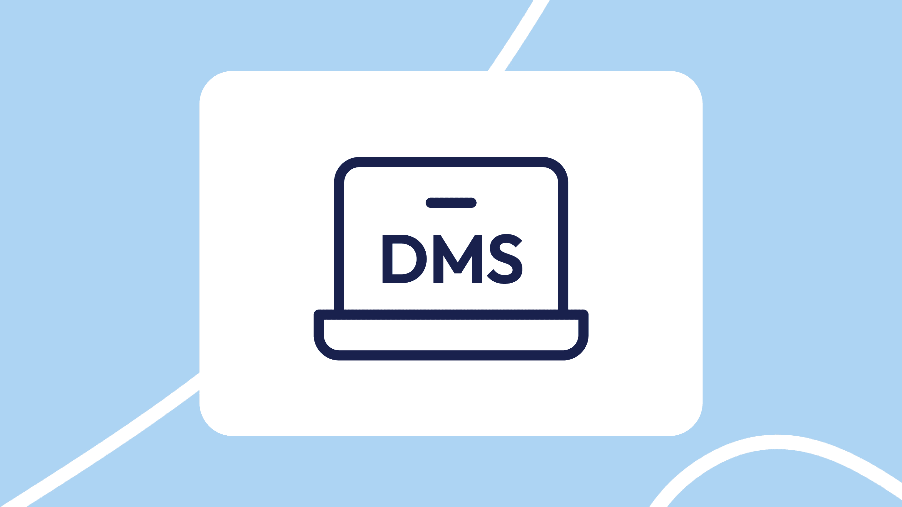 Ilustración de un portátil con las siglas “DMS”, representando un software de gestión para concesionarios: qué es un DMS en automoción y cómo elegir el adecuado para tu negocio.