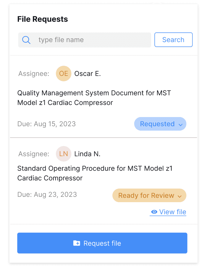 Queue up file requests ahead of submission time to have the technical files come to you - Essenvia