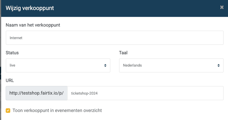Basisinformatie voor een verkooppunt