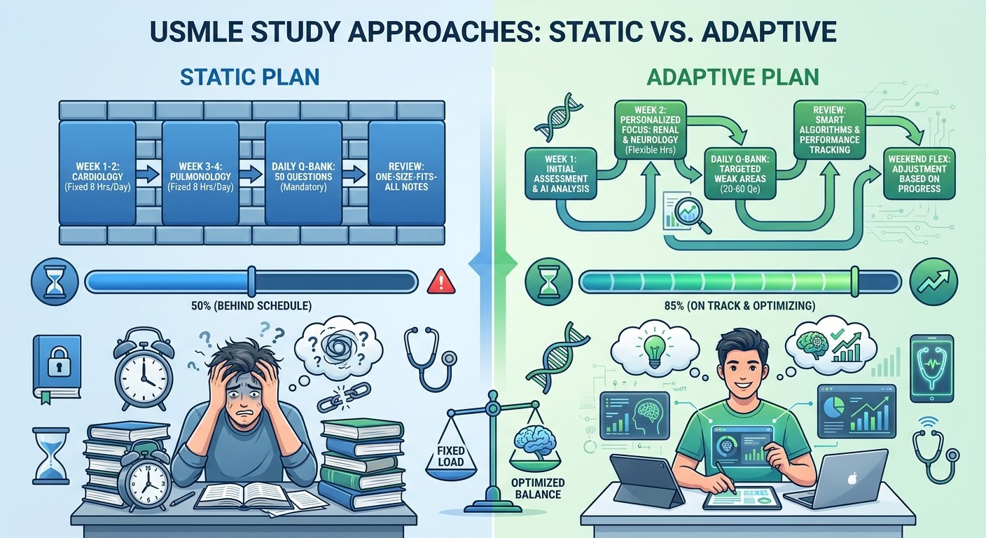 Static vs Adaptive USMLE Study Plan Comparison