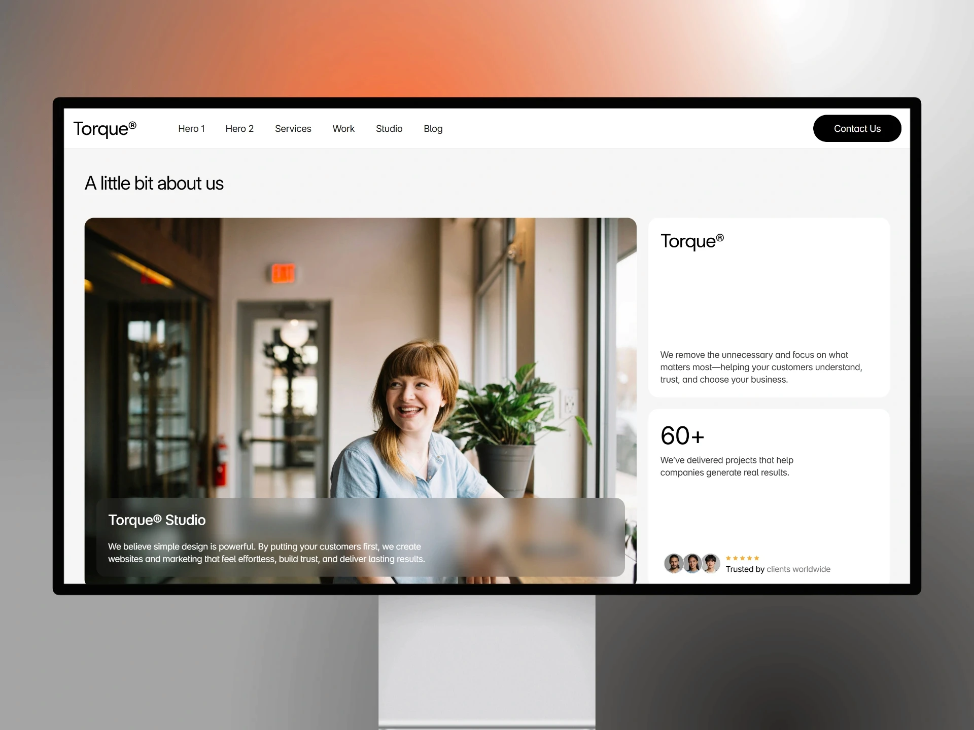 Humanly studio template thumbnail with dark black background and orange accent color
