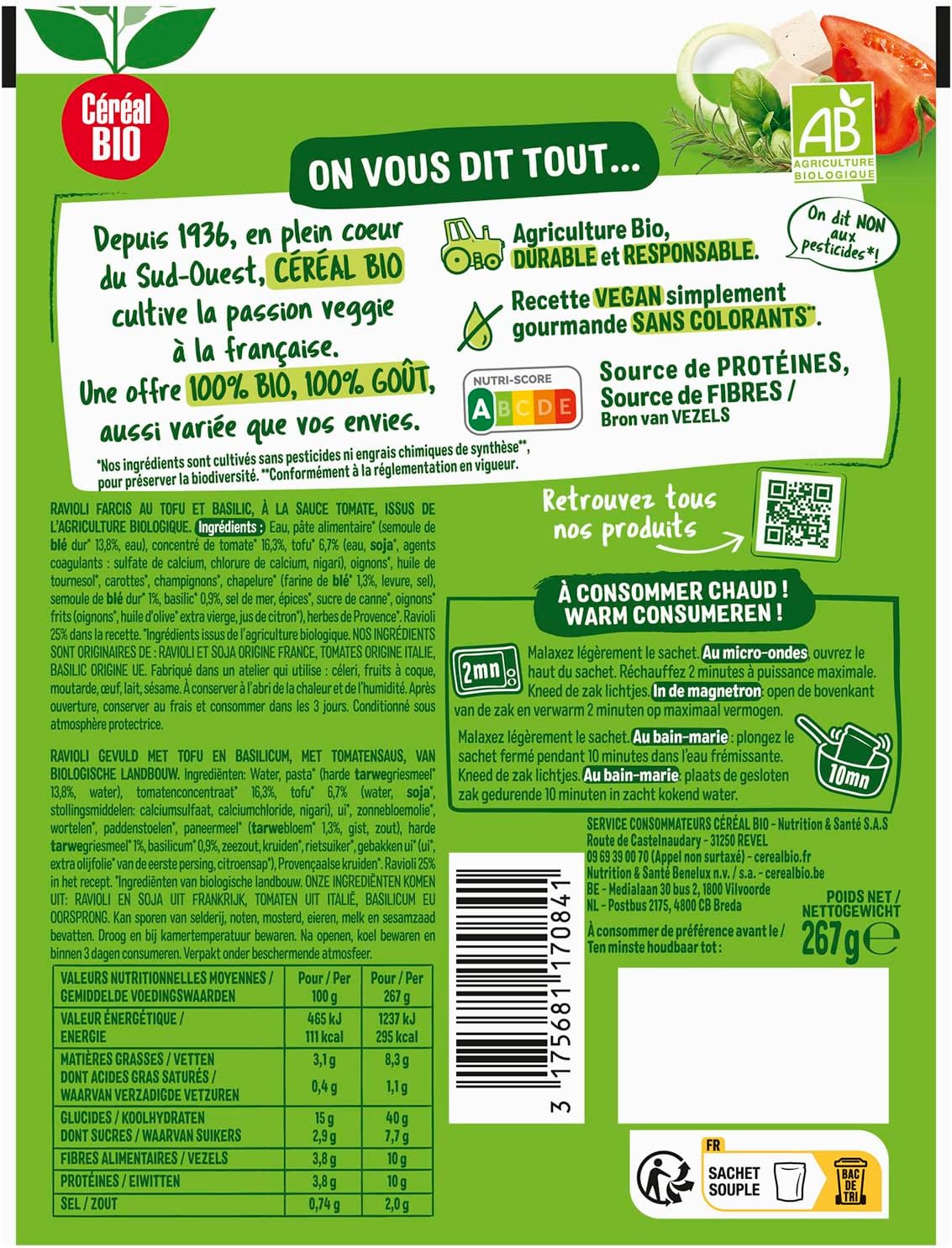 Tableau nutritionnel