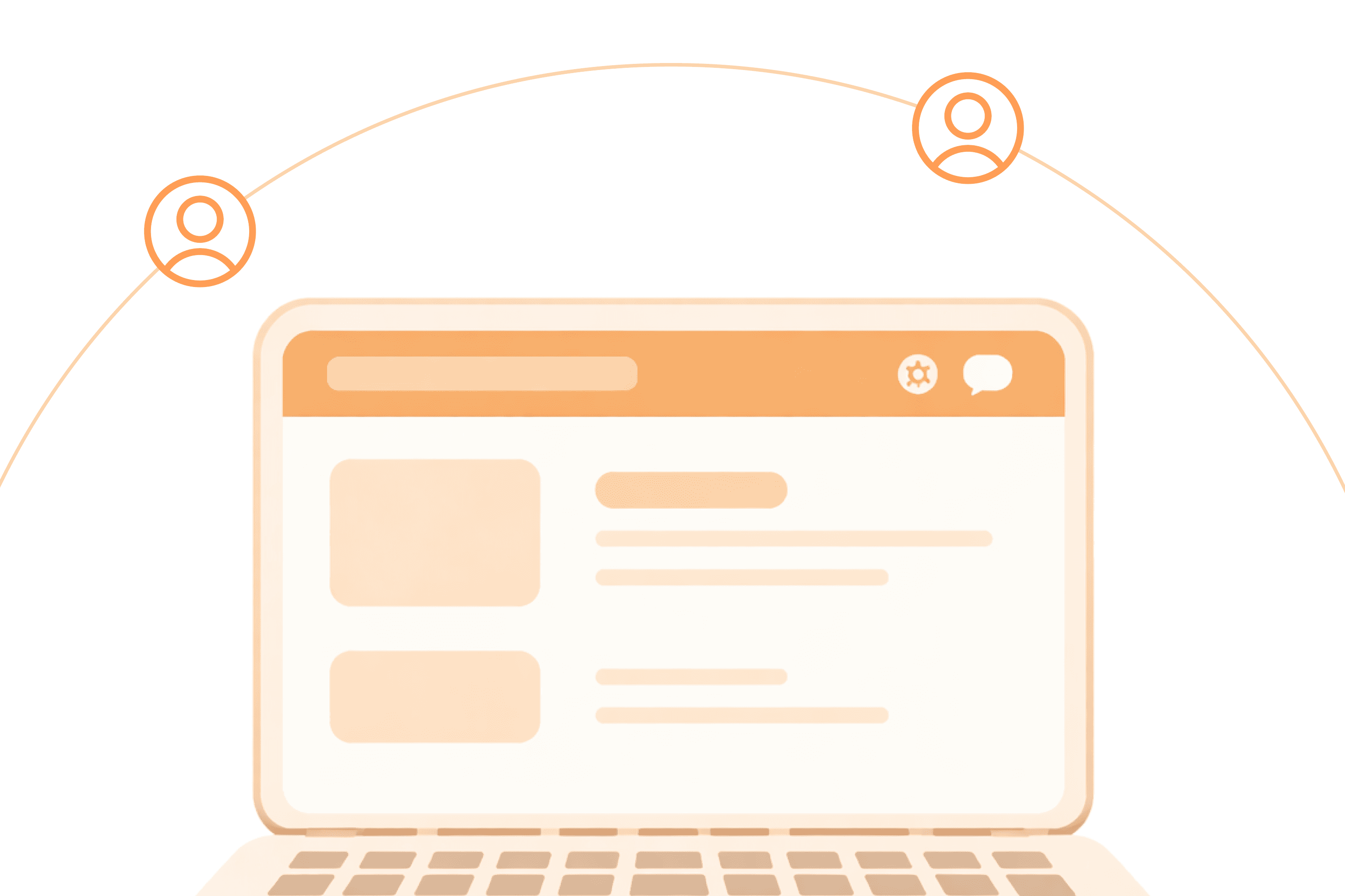 Laptop screen illustration with users icons