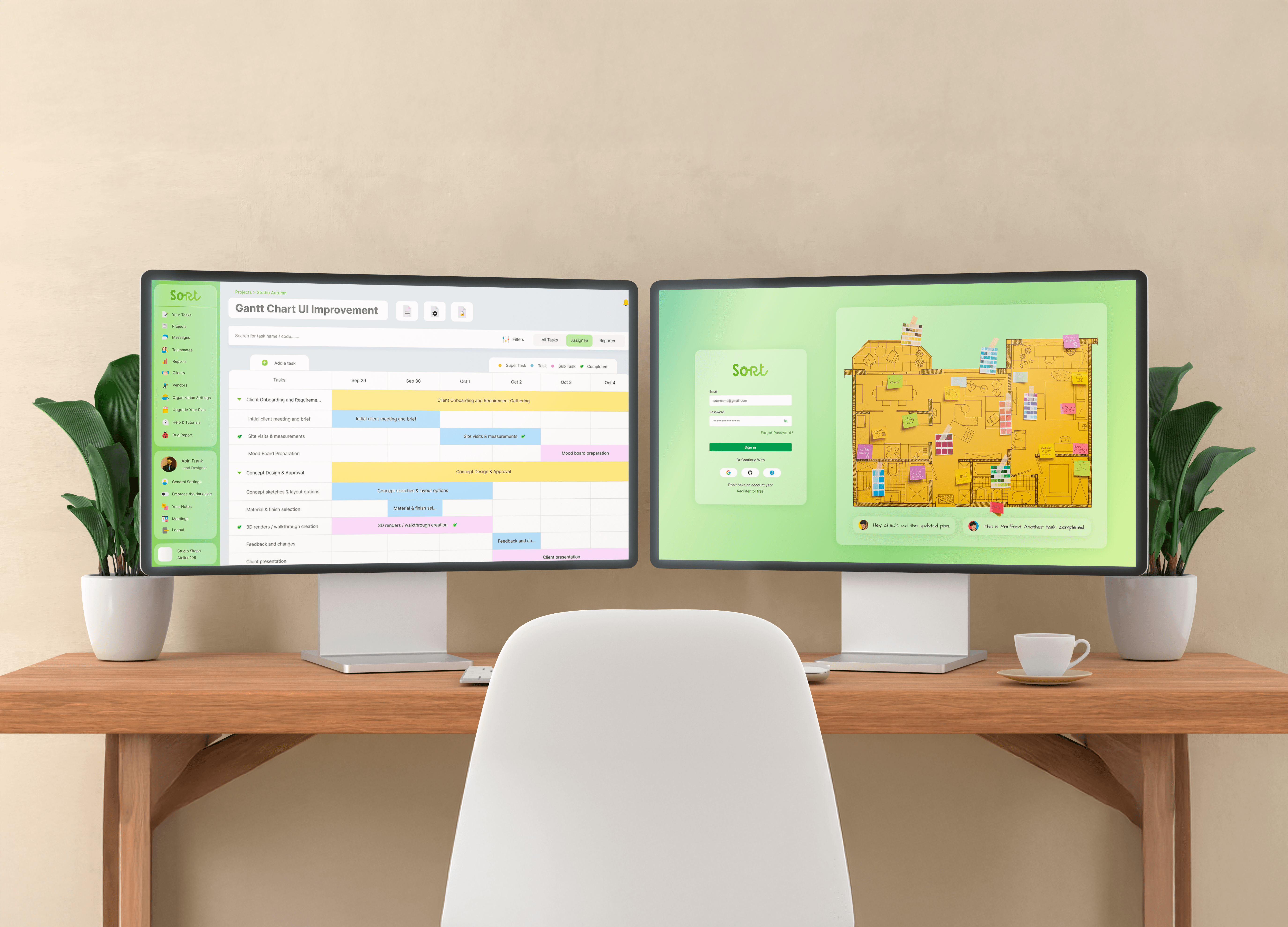 A mockup of Freelio's web app