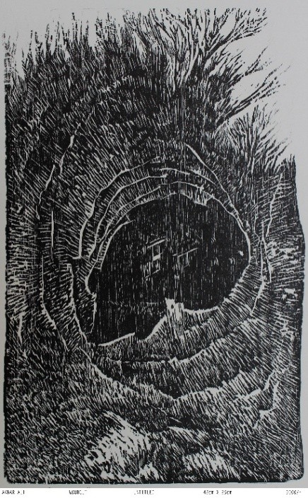 herd of sheep on road painting