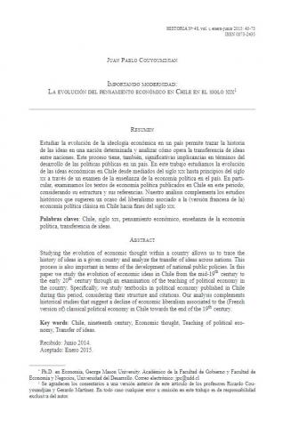 Importando modernidad: la evolución del pensamiento económico en Chile en el siglo XIX