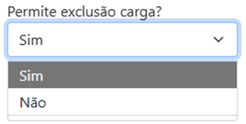 Permite a exclusão de carga