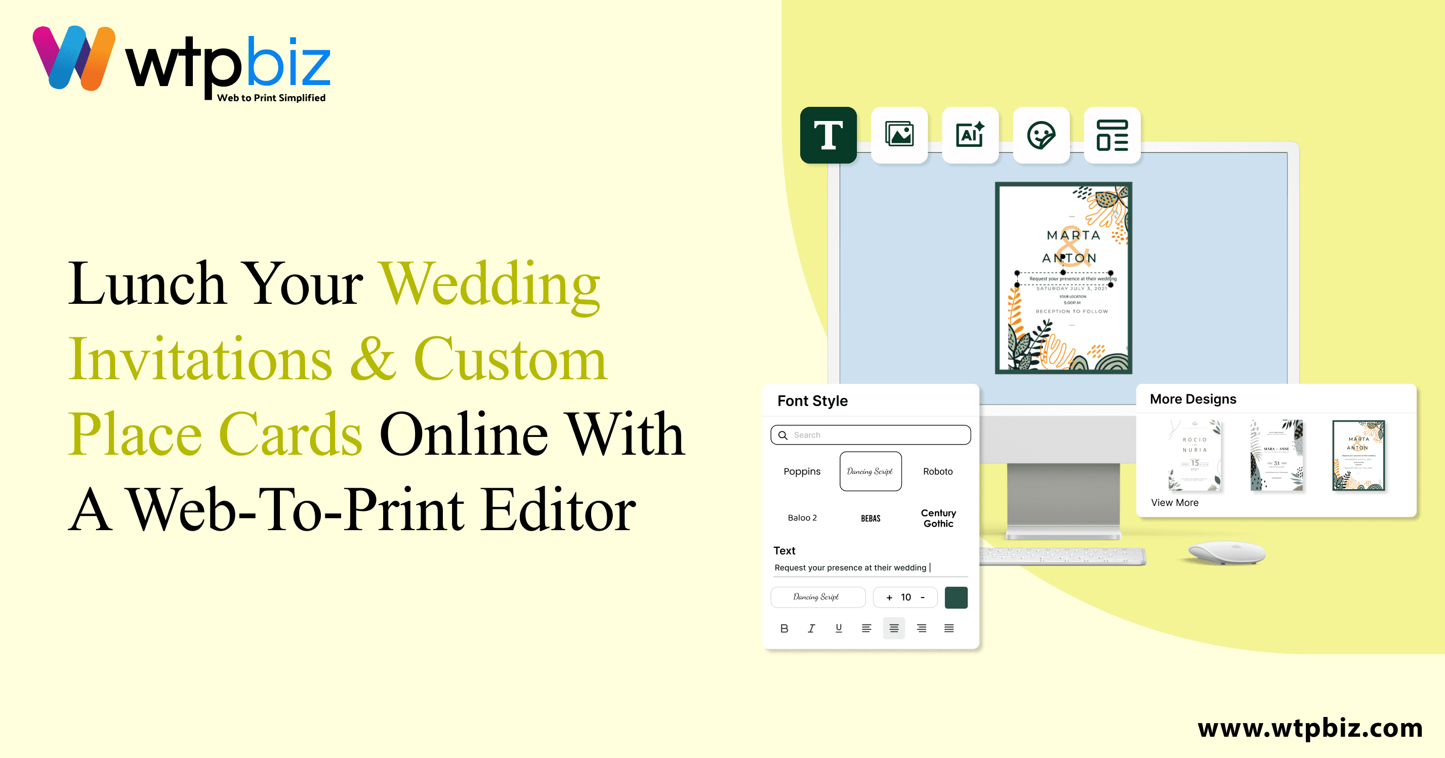 Wedding Invitations & Custom Place Cards Online With a Web-to-Print Editor