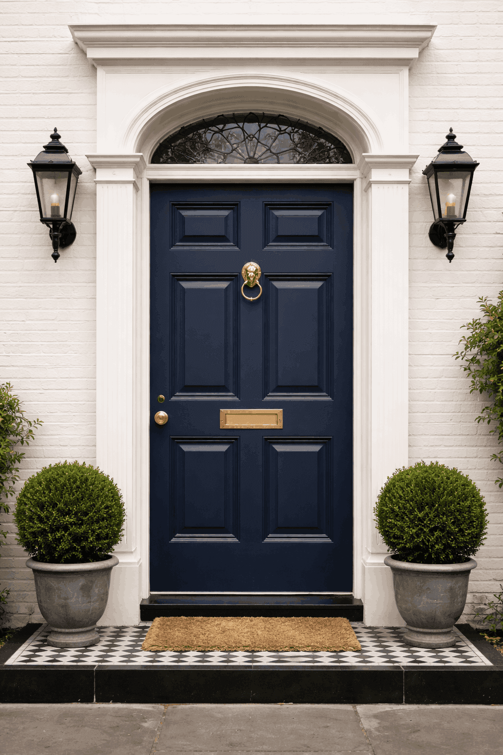 Navy blue wooden door