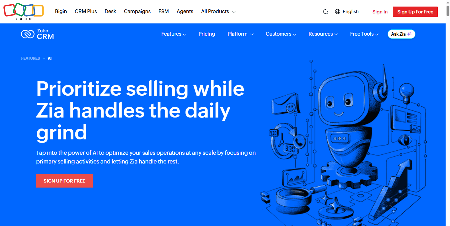 Zoho CRM with Zia Assistant