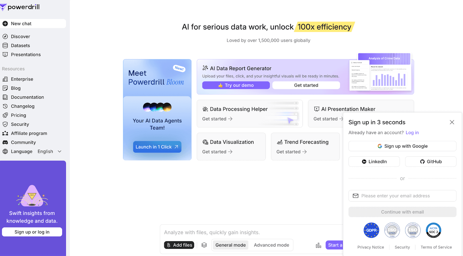 Powerdrill AI Home Page