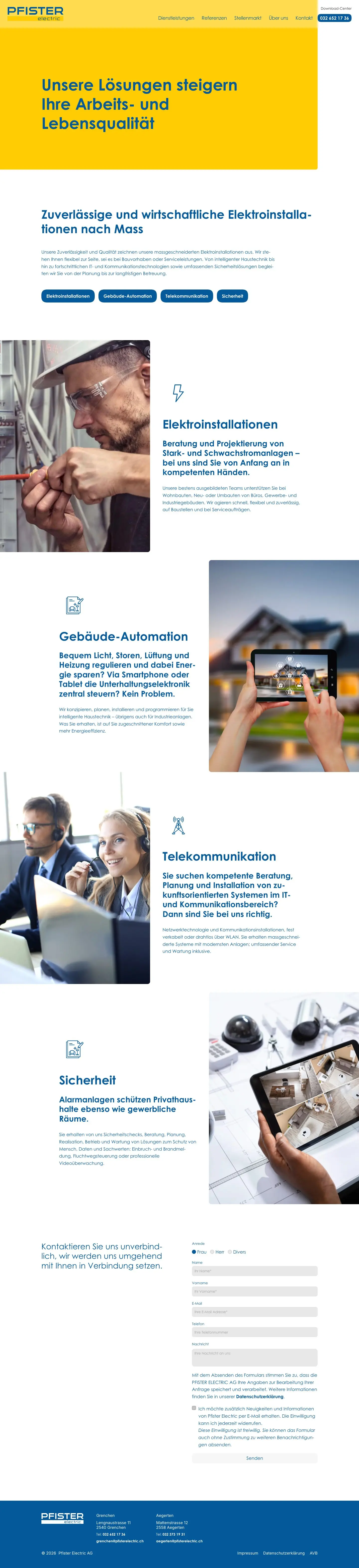 Pfister Electric – Dienstleistungen