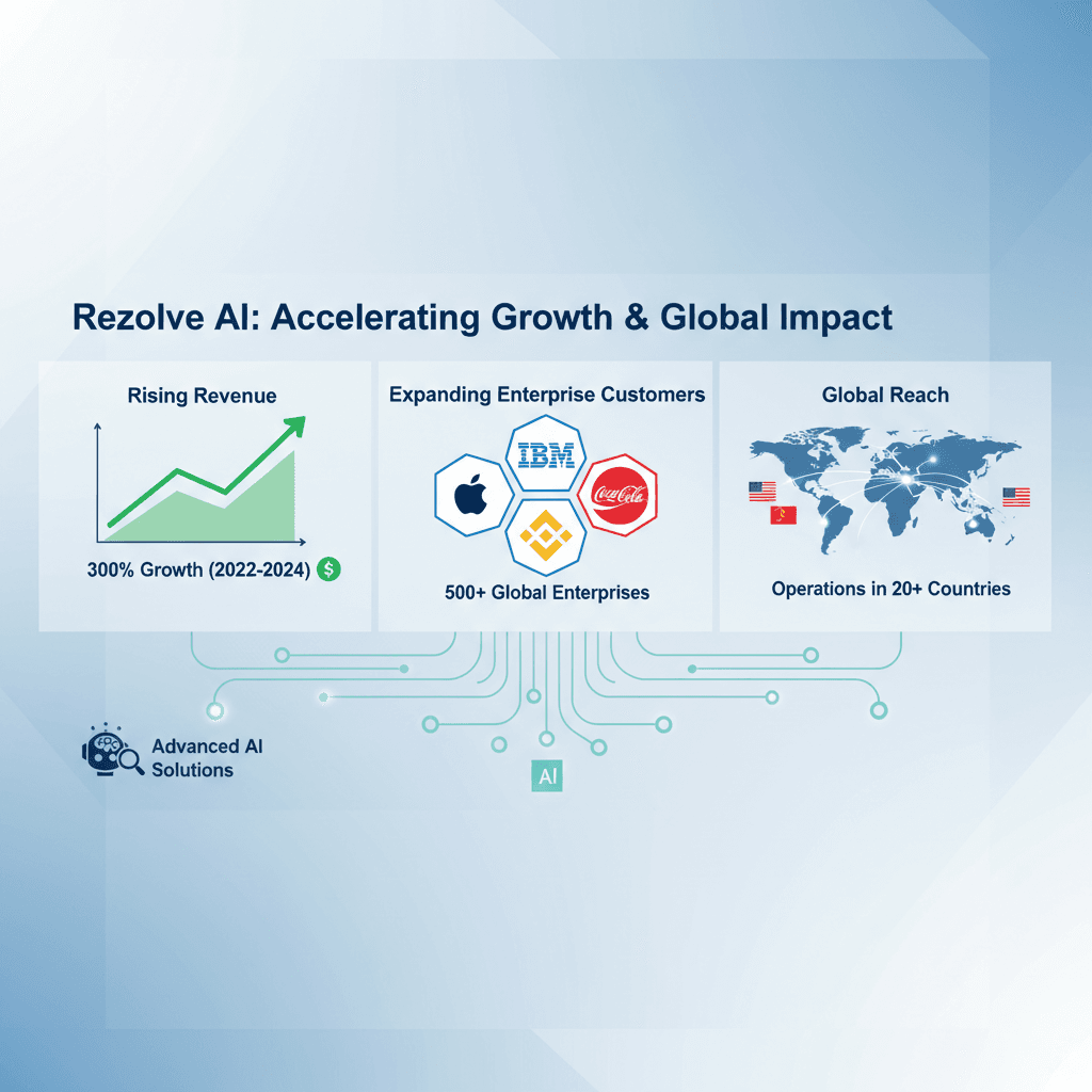 Infographic showing Rezolve AI's growth and global reach