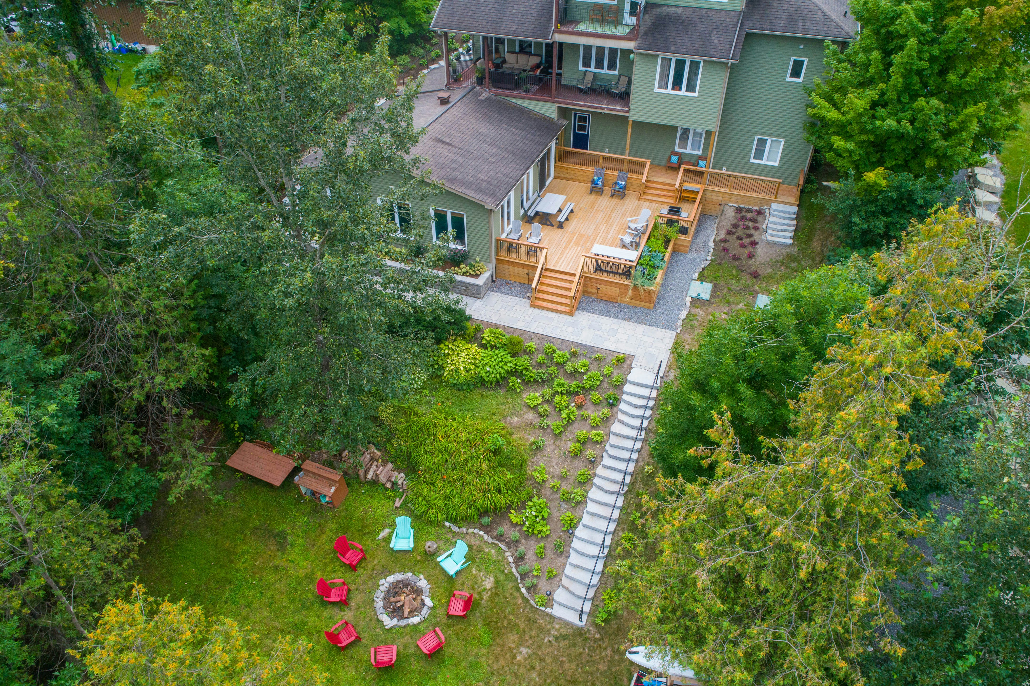 a house with a yard and trees