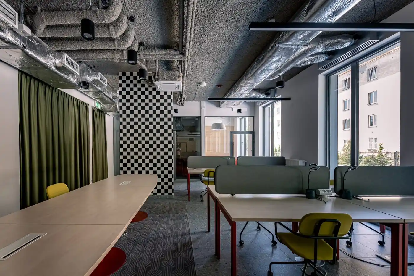 Study and co-working space at student accommodation in Warsaw, Poland