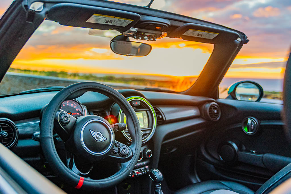 Teal Mini Cooper For Rent In Kona Big Island Hawaii