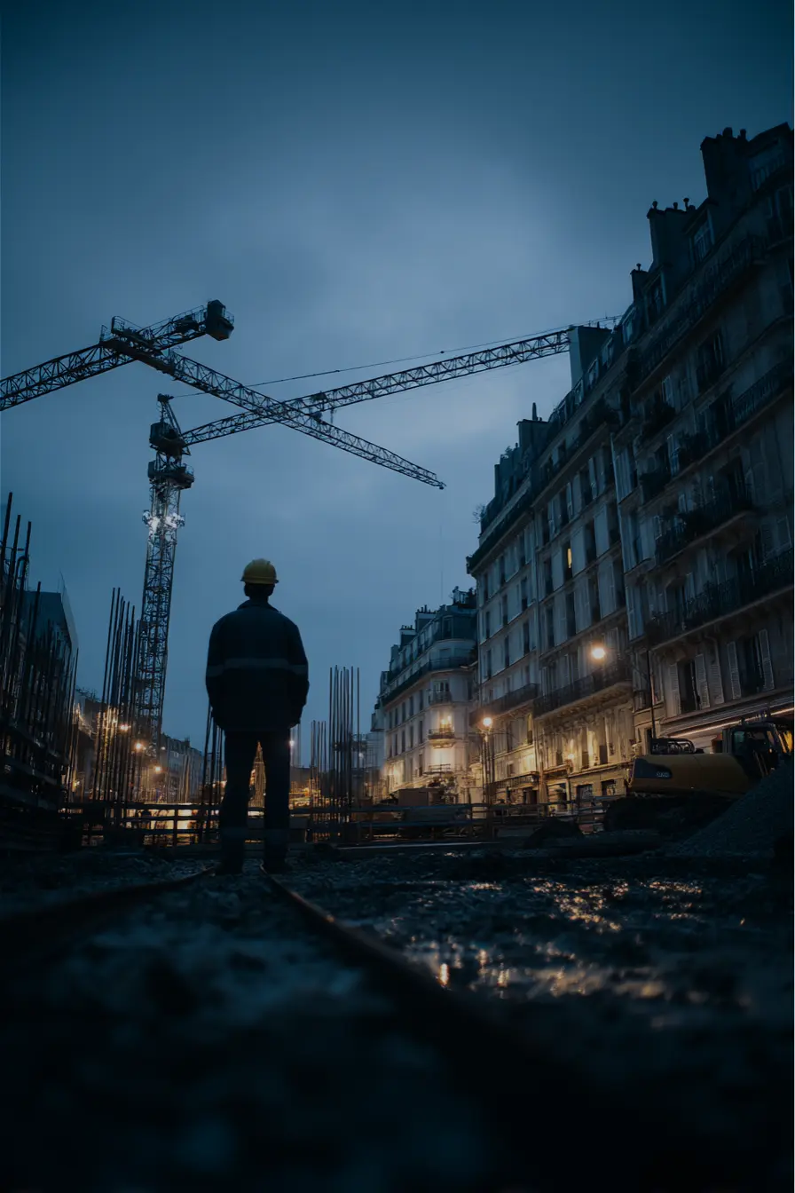Promoteur à Paris vérifiant les responsabilités juridiques d’un chantier