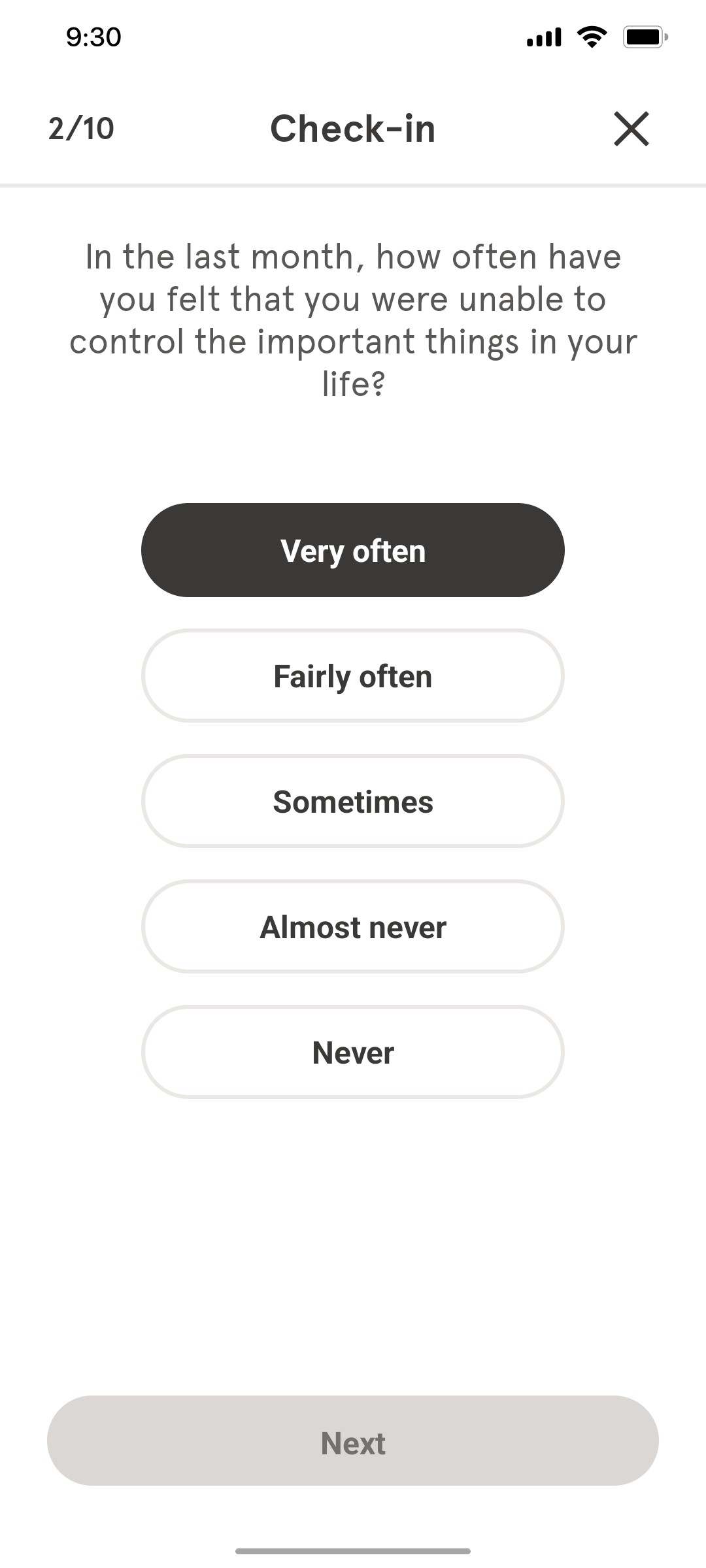 Headspace Check in 2 screen