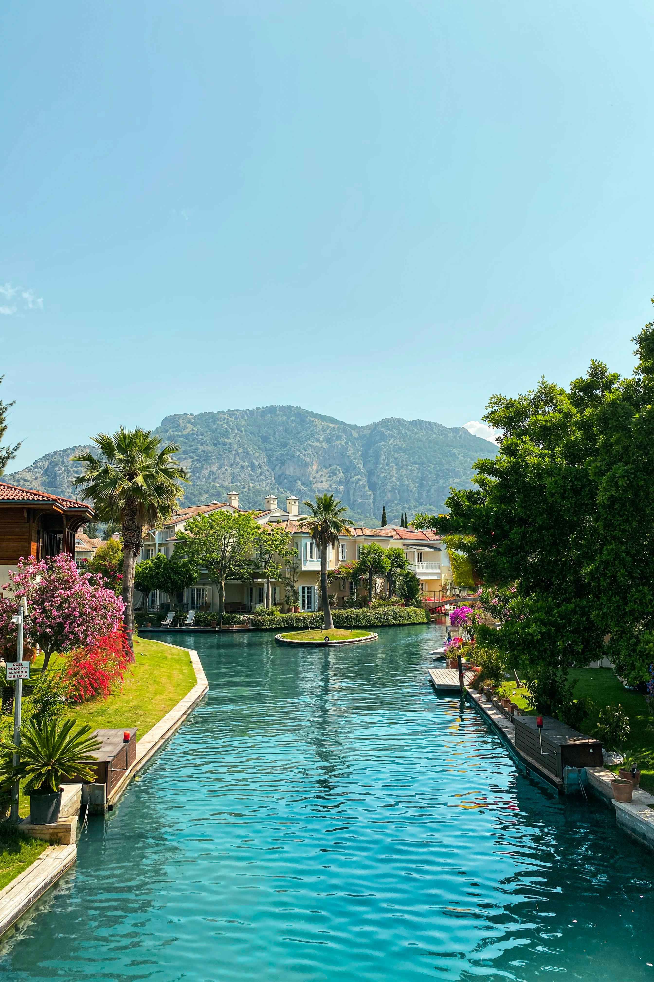 Residential canal-side properties in Göcek reflecting real estate inheritance and legal considerations for foreign heirs in Turkey