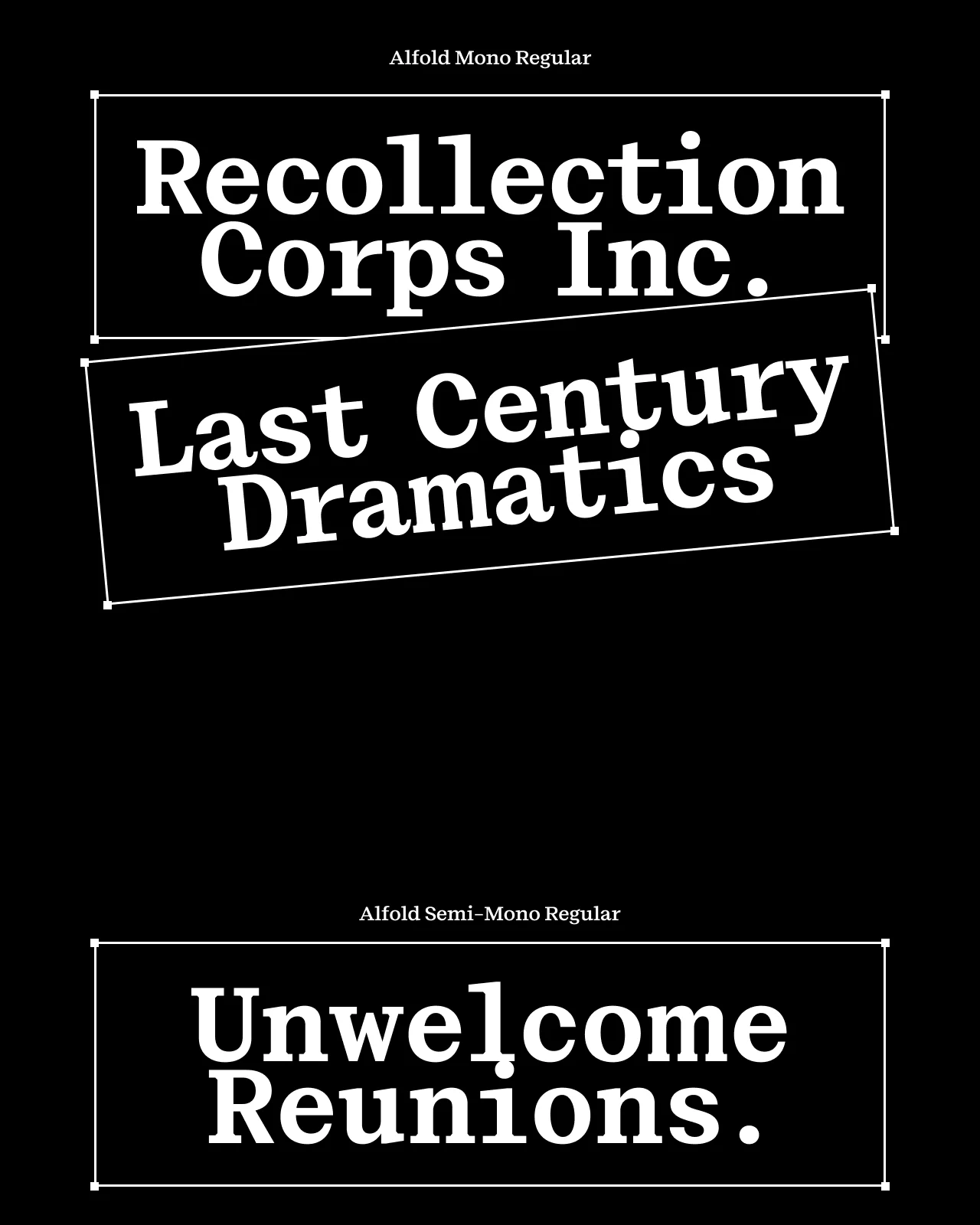 Alfold Semi-Mono poster specimen with bold framed display text in Semi Bold